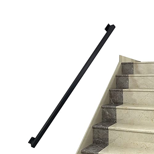 Corrimano quadrato montato al muro moderno nero per scale interne ed esterne lunghezza 2,7 m