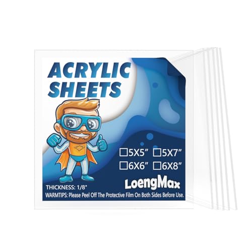 Image of 1 /8 inch Thick (3mm) Clear Acrylic Sheet 5 inch x 5 inch - 6 Pieces | Cast Plexiglass for DIY Crafts, Sign, Photo Frame, Display Projects