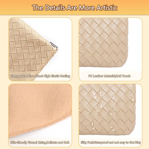 Image of BUSOHA Small Makeup Bag for Purse, Mini Portable Cosmetic Bags for Women, Coin Purse Lipstick Cosmetic Accessories Organizer, Small Travel Kit Storage Pouch, 4pcs Weave Makeup Bag, AB7148, 4pcs