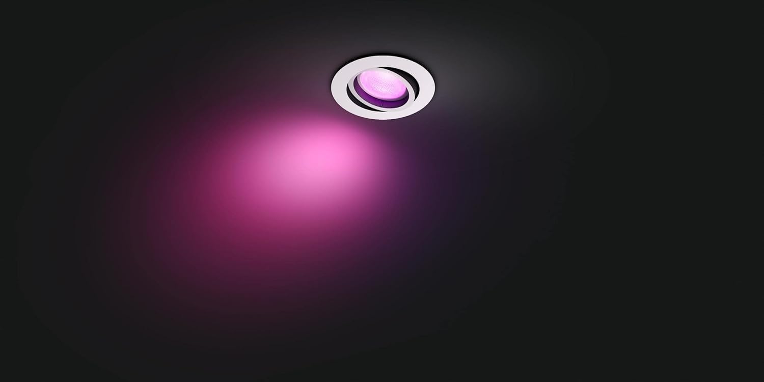 Philips Hue Centura Foco Empotrable LED Inteligente Redondo, 350 lm, 5.7W, Luz Blanca y de Colores Regulable, Control Voz y App, Compatible Alexa, Google Home, Samsung SmartThings y Apple Home, Blanco