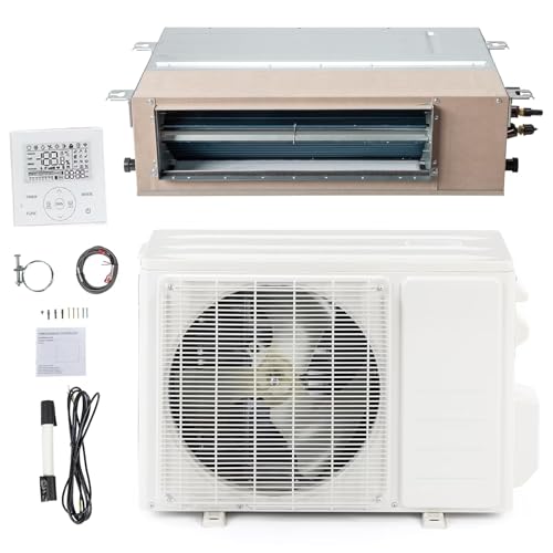 Bonnlo 12000 BTU Ducted Split Air Conditioner with Inverter & Wired Controller, 24 SEER2 Concealed Duct Mini Split AC/Heating System with Pre-Charged Condenser, Heat Pump & Installation Kit, 230V