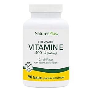 NaturesPlus Vitamin E Chewable – 400 iu, 90 Vegetarian Tablets – Natural Carob Flavor – Healthy Cardiovascular Function…