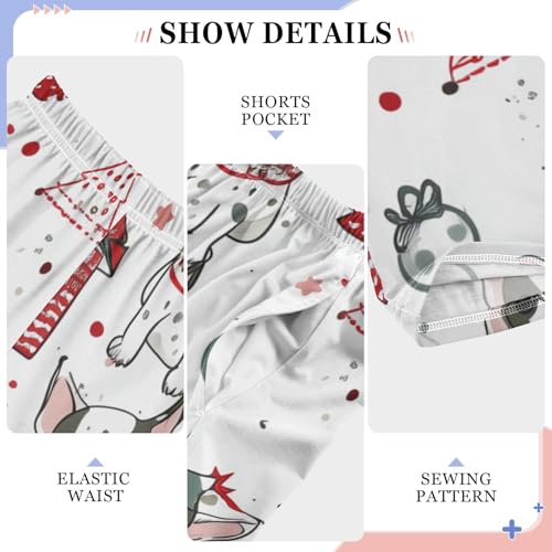 ZZXXB Xmas French Bulldogs Tree Boys Long Pants Soft Trousers Elastic Waist Kids Lounge Bottoms with Pockets S-XL4