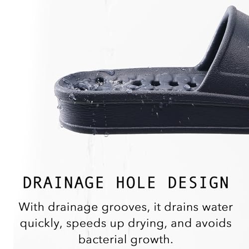 Shower Shoes for Women and Men with Drain Holes Massage Slide Sandals Soft Cushioned Anti-Slip Pool Slides Comfort Thick Soled Gym Shower Shoes Quick Drying Bathroom Spa Slippers3