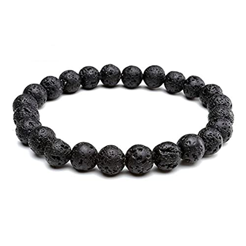 Bracelet en Pierre de Lave Naturelle de 8 mm une Idée Cadeau Bien-être Mixte Unique