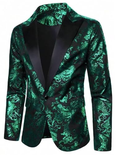 Men's Jacquard Suit Blazer Peak Lapel One Button Coat for Speech Groomsmen3