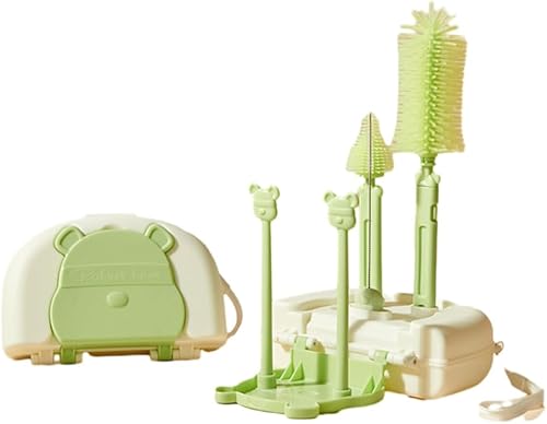 PHILISENMALL Juego de cepillos para biberones de viaje 6 en 1, juego de cepillos de silicona extensibles portátiles para botellas de silicona,