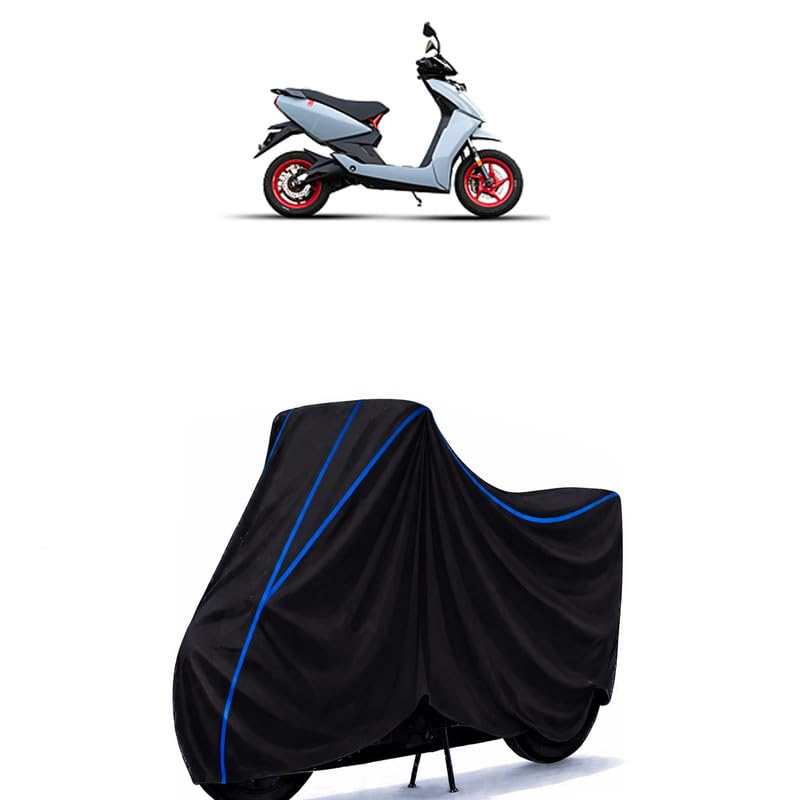 Image of Scooty Cover Water Resistant for 450 Apex | Universal Scooter & Bike Cover | Heavy Duty UV Dust, Rain & Scratch Protection | Elastic Fit All Weather Indoor Outdoor | Black with Blue Piping
