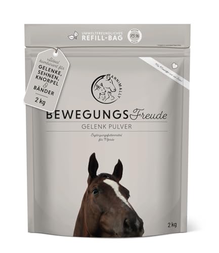 Annimally Gelenk Pulver für Pferde 2kg mit MSM (Schwefel) Glucosamin Hyaluronsäure Teufelskralle Chondroitin - Zusatzfutter für die Stärkung der Gelenke beim Pferd - Alternative zu Liquid