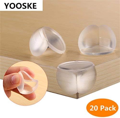 Baby Proofing Corner Protector Table Edge Corner Guards Protectors Clear YOOSKE Round L Child Proof Safety Kit Cover Corner Cushion for Kids Desk Shower Kitchen Fireplace Countertop Furniture Set (20)