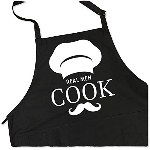 ApronMen Real Men Cook Apron - Chef Hat BBQ Apron - 1 Size