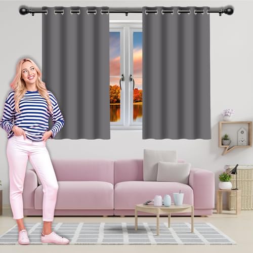 LIWEIREN Cortinas Salon 182 x 182 cm Isolanti Termiche Protezione Della Privacy Tende per Interni Moderne per Il Soggiorno e La Camera, Gris Claro