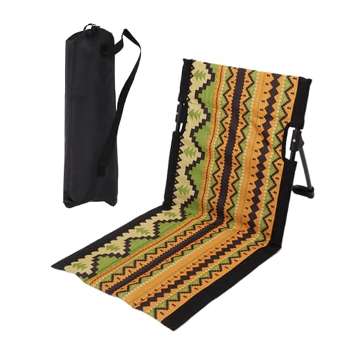 Aymzbd Tumbona de Playa Respaldo para Suelo Asiento Plegable Silla Portátil Cojín de Estadio Ergonómico con Bolsa de Transporte Adecuado para Uso Doméstico, Amarillo