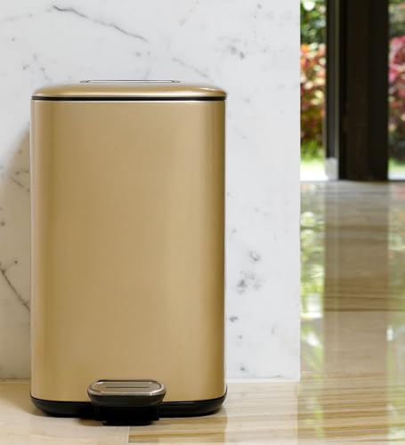 Image of Obsessions Step Dustbin with Fingerprint Resistant, 6 Liters, Champagne Gold