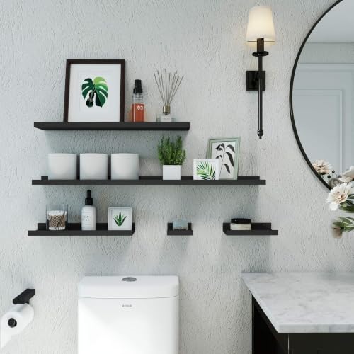 Image of Black Floating Shelves for Wall Decor, 40 in Shelf with Lip Set of 2