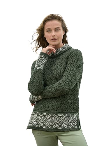 Aran Crafts Ranelagh Jacquard Sweater 100% Merino Wool, Made in Ireland