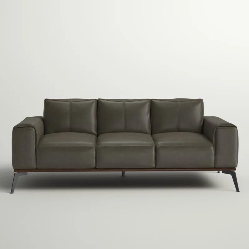 Image of LEGACY OF COMFORT Conley 86'' Leather 3 Seater Sofa Three Seater Lounger for Living Room Offices Hotels (Green, Three Seater)