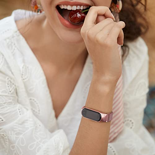 Image of Tobfit Magnetic Strap Compatible for Xiaomi Band 5 /6 (Watch Not Included), Stainless Steel Chain Strap with Magnetic Buckle, Sport Replacement Watchstrap for Women Men