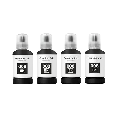 Image of 008 Ink Compatible for Epson L6460, L6490, L15180, M15140, M15180, L6570, L6580, L15150, L15160 Printer (008 Black Ink 4 Pcs)