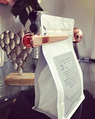 Simplife Rose Gold Stainless Steel Coffee Scoop with Bag Seal Clip for Coffee, Milk Powder, Tea, Oatmeal .Great Gift Basket Idea.