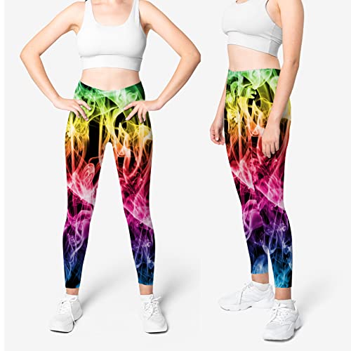 Artsadd Psychedelic High Waisted Workout Leggings For Women Colorful Leggings Compression Tummy Control Soft Yoga Pants, Xl #TOP2