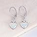 CiNily Heart Opal Leverback Earrings for Women Teen Trendy 14K White Gold Plated Heart Pendant Earrings Cubic Zircon Ear Rings Opal Jewelry Gifts
