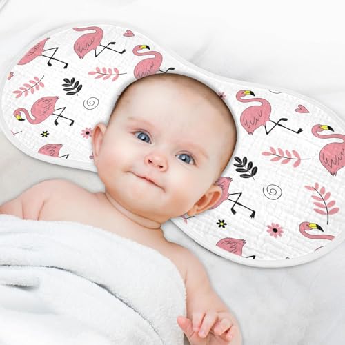 2 Pack Muslin Burp Cloths Flamingo White Cotton Baby Burp Cloths Ultra Soft Burping Cloth Absorbent Spit Up Rags for Newborn Babies, Large 22" x 11"4