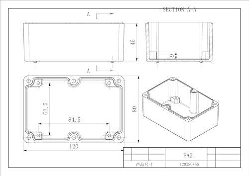 EDI-TRONIC boîtier en aluminium industriel 120x80x55mm FA2 IP66 – vue 5