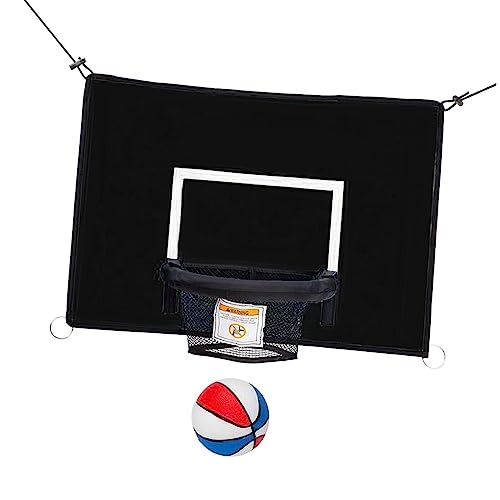 Deevoka Basketball Hoop Attachment for Trampolines Universal Baseboard Sun Protection Basketball Frame Adjustable Connection Ropes for Garden Game, Black 45cmx35cm