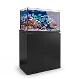 Aqua Dream 90 Gallon Rimless Glass Aquarium Reef System - Complete Marine Setup with Aluminum Cabinet, Sump, LED Lighting & Protein Skimmer, Black