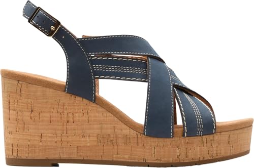 Sandales Sabina Sling femme Clarks nubuck bleu marine large 6.5