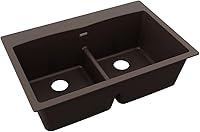 Vista 16 de Elkay ELGDLB3322 Cuarzo Clásico 33 "Drop In Double Basin Quartz Composite Kitchen Fregadero - Negro