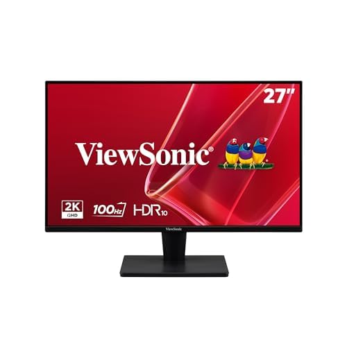 Image of ViewSonic VS2725-2K 27 Inch 1440p QHD 100Hz Monitor with LCD-DMA-002 Dual Monitor Desk Mounting Arm Bundle