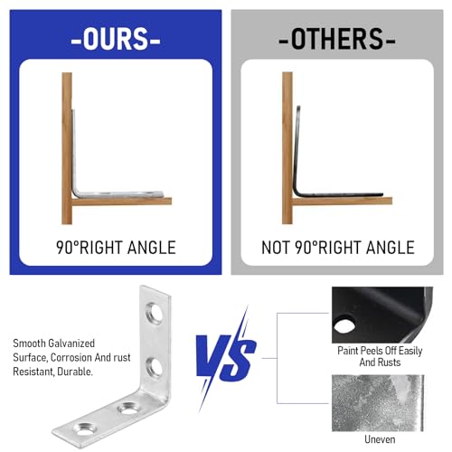 Home Master Hardware 5005 40 Pack L Bracket Corner Braces, Small Metal L Brackets For Wood, 1.5 Inch Steel Joist Right Angle Brackets For Wood Shelves Chair Drawer Cabinet With Screws, Zinc Plated Home Master Hardware thumb #3