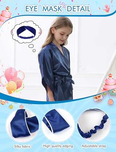 Bata satín lisa para niñas con antifaz y banda para el cabello miniatura 4
