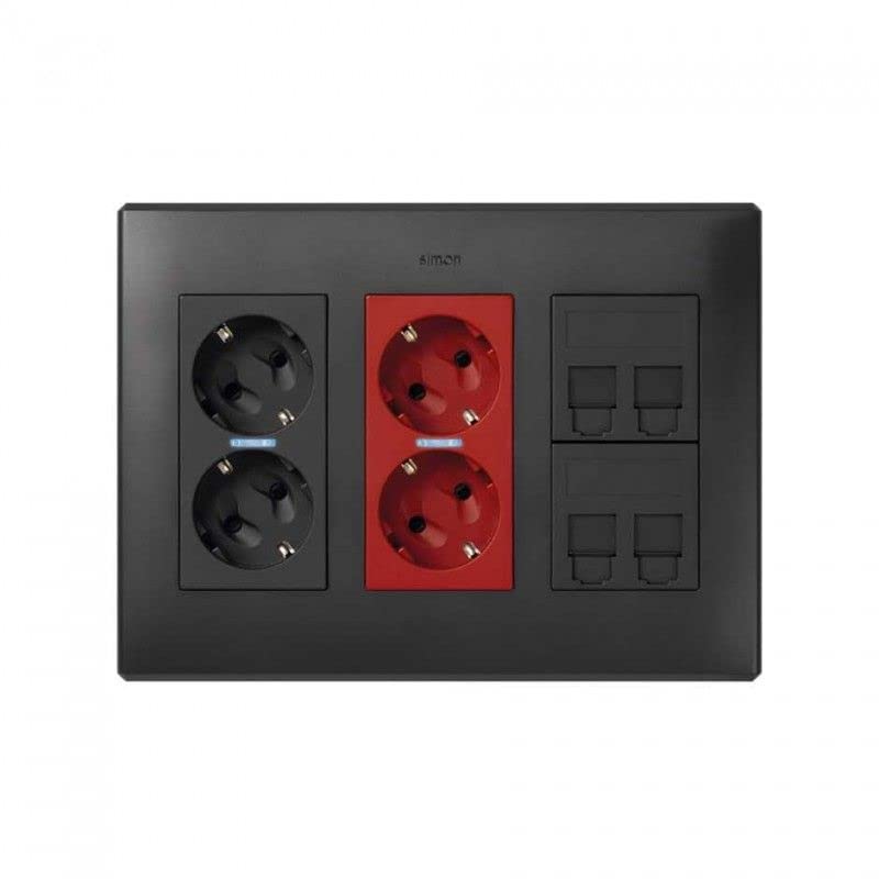 Kit poste de travail SAI RJ45 double 3 modules gris prise de bureau