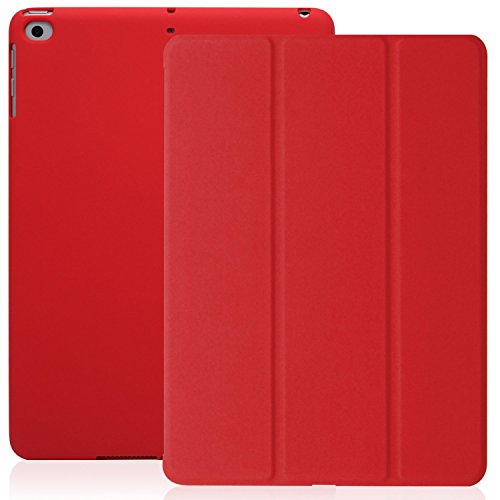 KHOMO - Compatible with iPad 5th 6th Generation (2017 & 2018) 9.7 inch Case - Dual Series - Ultra Slim Hard Cover with Auto Sleep Wake Feature - Red