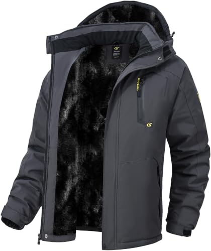 Image of QPNGRP Mens Waterproof Fleece Ski Jacket Windproof Winter Snow Coat
