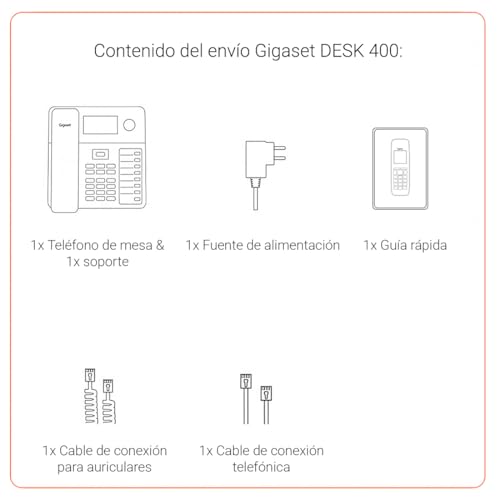 Teléfono con cable compatible con audífonos Gigaset Desk 400 con marcación rápida 6