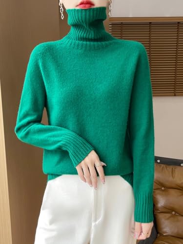 100% Merino Wool Sweaters for Women's Fall Winter Knitted Thick Pullover Long Sleeves Warm Turtleneck Simple(WQ708)4