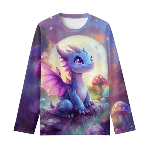 Image of WELLFLYHOM Long Sleeve T-Shirt for Boys Girls 3-16 Years Old Tee Tops Crewneck Pullover Shirts Fall Outfits
