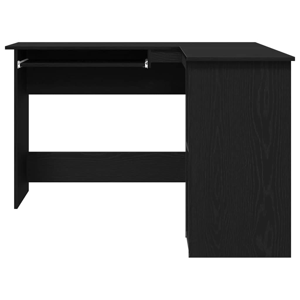 Escritorio esquinero de madera de roble negro, 120 x 140 x 75 cm, mesa de oficina compacta para oficina en casa y estudiantes, mesa de trabajo moderna con amplia superficie de trabajo