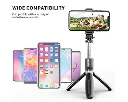 Bastão de selfie portátil, tripé portátil para telefone com controle remoto sem fio removível, tripé