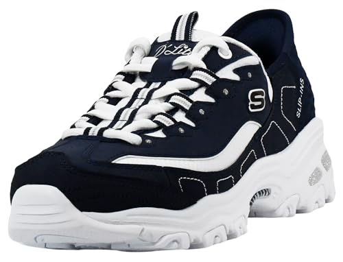 Skechers Women's D'Lites Classic Shoes Navy/White 9 M