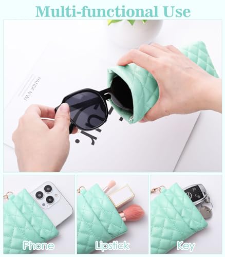Image of MoKo Squeeze Top Glasses Pouch, Portable Leather Soft Sunglasses Case Anti-Scratch Eyeglasses Bag Goggles Sleeve