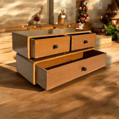 Image of W00YNEX Floating Shelves with Drawers: Wood Wall Shelves /Cabinets for Storage and Exhibition; Doubles as a Bedside or Nightstand Set of 2 in Vintage- (Natural)