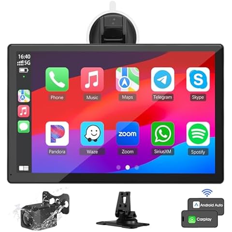 Avylet Wireless Carplay Screen & Android Auto, Portable Car Stereo, Reversing Backup Camera, GPS Navigation, Voice Control, Bluetooth Music, Mirror Link,AUX,FM Cover