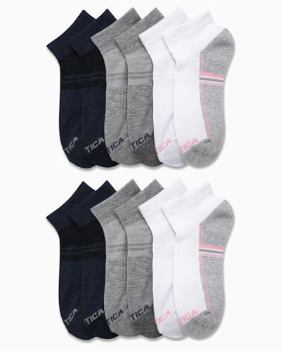Image of Nautica Women's Quarter Cut Moisture Control Athletic Socks with Cushioned Comfort (12 Pack)