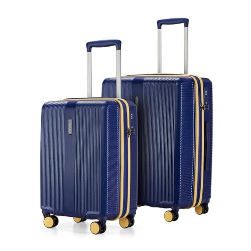 Image of Provogue Primea Large Check-in Trolley Bag, Set of 2 Suitcase, PC Hard Luggage, Anti-Theft Zipper, TSA Lock, Built-in Expander, Built-in Wet Pouch, 8 Wheels, 3 Years Warranty, Blue