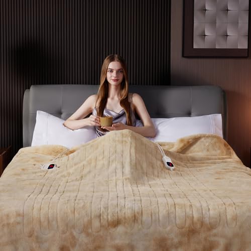 Guohaoi Heated Blanket, Soft Faux Rabbit Fur Electric Throw, 72"×84" - image 5